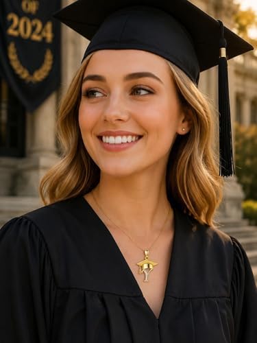 Graduation Gifts for Women, 18K Gold Graduation Initial Necklace A-Z, Inspiring Grad Pendant Necklace Present, College Seniors High School Graduations Jewelry Gifts - Image 5