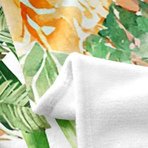 Erosebridal Cheetah Zebra Flannel Blanket Baby 30x40 Inch Giraffe Elephant Fleece Blanket Palm Leaves Floral Wildlife Fuzzy Plush Throw Cartoon Animals Plants Living Room Decor - Image 3