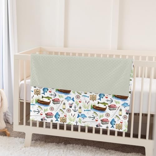 Gone Fishing Baby Blankets for Girl Boy Fishing Lover Gift Soft Mink Dotted Backing Double Layer Swaddle Blanket Camping Adventure Vacation Outdoor Bed Throws for Newborn Toddler Nursery 30x40 - Image 5