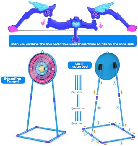 Kids Bow and Arrow Toy, Angel Light Up Archery Set W/ 10 Suction Cup Arrows, Targets & Quiver, Outdoor/Indoor Games for Kids Ages 4-7 8-12, Birthday Gifts for 4 5 6 7 8 9 10 11 12 Year Old Boys Girls - Image 5