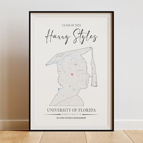 Customized College Map Graduation Gift, Personalized Grads Gifts For Her, High School, College, University Map Print For Son, Custom Grad Gift For Him Design 4 by VIRAGIL