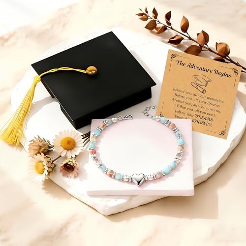 Parma77 2026 Graduation Gifts for Her, High School College Graduation Gifts for Women, Inspirational Compass/Heart Graduation Bracelets with Gift Message Card for Women Daughter Sister Friends - Image 2