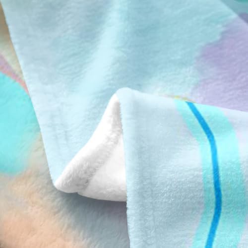 Erosebridal Mermaid Flannel Blanket Twin 60x80 Inch Rainbow Fleece Blanket Bubble Underwater Coral Fuzzy Plush Throw Fish Tail Shell Seaweed Living Room Decor - Image 3