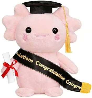 Graduation Decorations 2026 Axolotl Plush，9.84 Inch Class of 2026 Graduation Plush Axolotl Stuffed Animal,Cute Graduation Gifts for Kindergarten, High School, and College Graduates (Axolotl) by TmrselkGraduationGiftsDecor