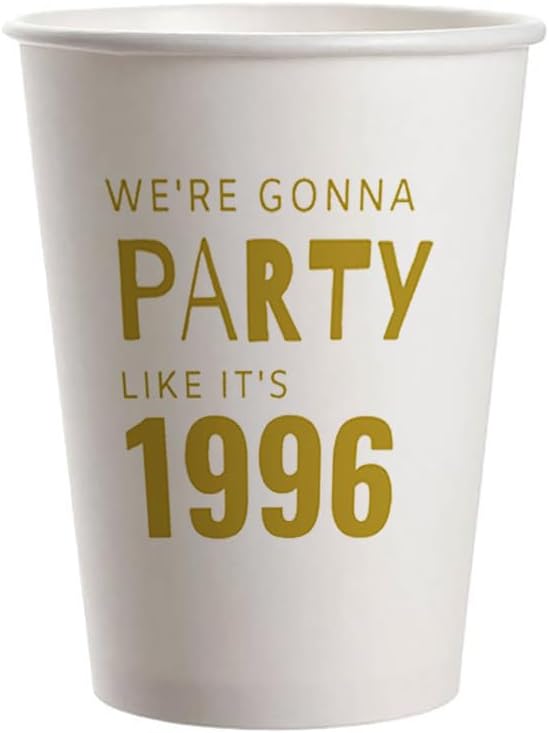 SharkBliss 1996 30th Birthday Party Cups 9oz Gold 20 Pack Party Supplies – Party Like It's 1996