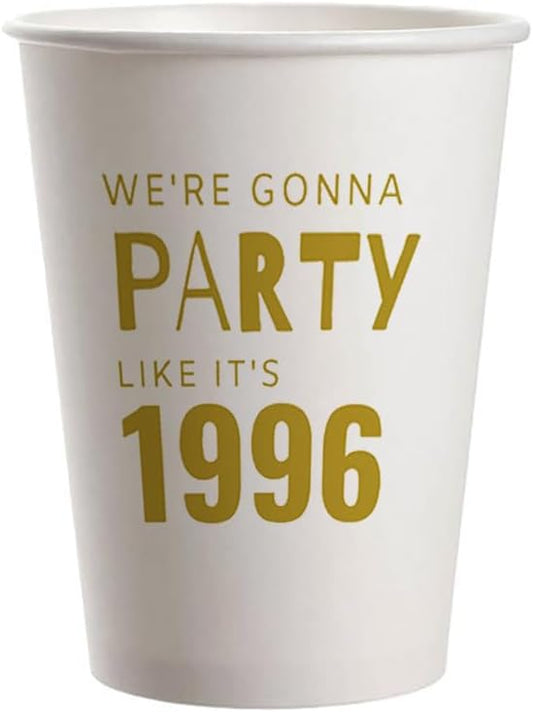 SharkBliss 1996 30th Birthday Party Cups 9oz Gold 20 Pack Party Supplies – Party Like It's 1996
