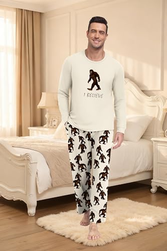 PrinStory Men's Pajama Sets Loungewear Sleepwear Pjs Lightweight Long Sleeve Shirts & Bottoms Soft Comfy Sleep Sets S-2XL - Image 2