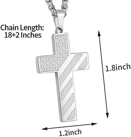 DuoDiner 18+2" Cross Necklace for Men Boys Christian Confirmation Gifts - Image 5