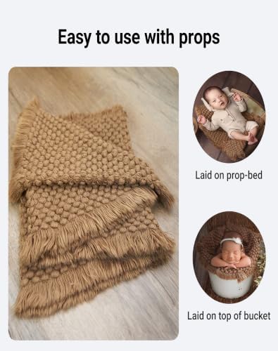 Zeroest Newborn Baby Photography Props Basket Filler Blanket (Coffee) - Image 4