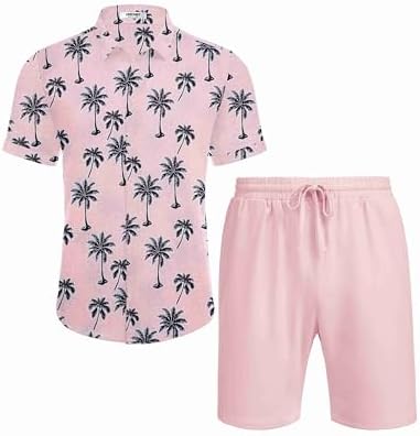 COOFANDY Men's Summer Beach Outfits 2 Piece Short Sleeve Shirts and Shorts Vacation Texture Linen Sets for Men - Image 4