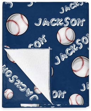 Personalized Baby Blankets for Girls Boys, Custom Baby Blanket with Name Swaddle Toddler Fleece Blanket Personalized Gift Baseball Text - Image 5