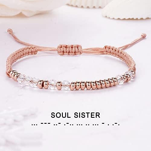Morse Code Bracelets for Women Mothers Day Gifts 2026 Graduation Gifts Mom Birthday Gift Pink Braided Bracelets Teen Trendy Stuff Inspirational Best Friend Birthday Gifts for Daughter Girlfriend Christmas Stocking Stuffers Jewelry - Image 5