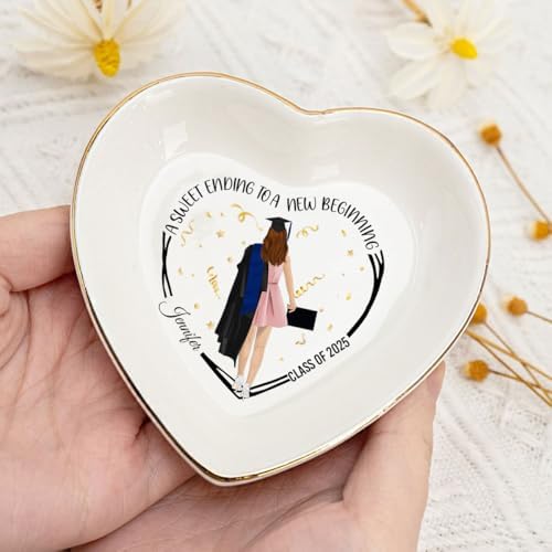 Wrappiness Graduation Jewelry Dish - A Sweet Ending Personalized Custom Trinket Tray, Graduation Gifts for Her, Inspirational Grad Present High School College Graduate Gifts (D03) - Image 3