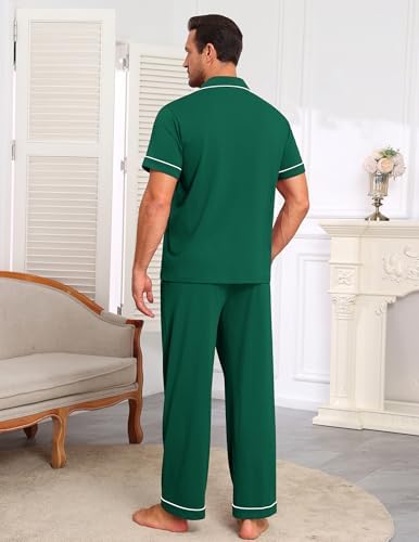 Ekouaer Men's Cotton Pajama Set Short Sleeve Button Down Sleepwear Pjs - Image 6