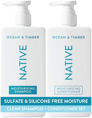 Native Ocean & Timber Shampoo and Conditioner Contain Naturally Derived Ingredients | All Hair Types, Color & Treated, Fine to Dry Damaged, Sulfate & Dye Free - 2-Pack by Native