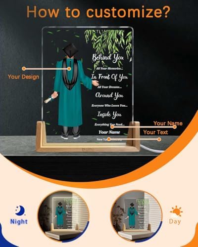 Personalized Name Graduation Gifts Custom Night Light LED Table Lamp Portrait Creator for Him 2026 University High School Keepsake(Boy E) - Image 2