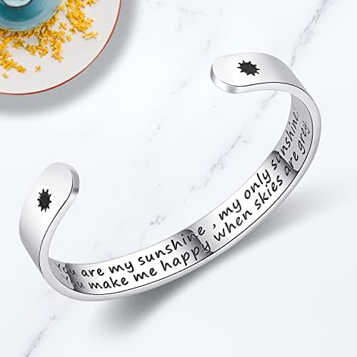 TONY & SANDY Inspirational Bracelets for Women Teen Girls Personalized Gifts for Daughter Granddaughter Mom Sister Friends Stainless Steel Engraved Cuff Birthday Easter Christmas - Image 3