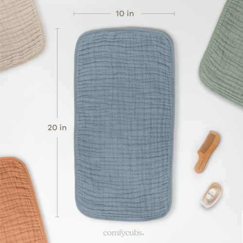 Comfy Cubs Muslin Burp Cloths 20x10" 6 Pack, Baby Burp Cloths Pacific Blue - Image 3