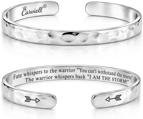 Carviell Bracelets for Women – 100+ Meaningful Engraved Messages – Solid 316L Surgical Stainless Steel Cuff Bracelet – Gift Ready by Carviell