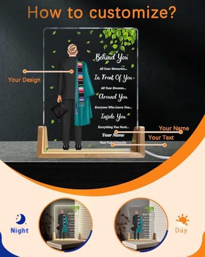 Personalized Name Graduation Gifts Custom Night Light LED Table Lamp Portrait Creator for Him 2026 University High School Keepsake(Boy I) - Image 2