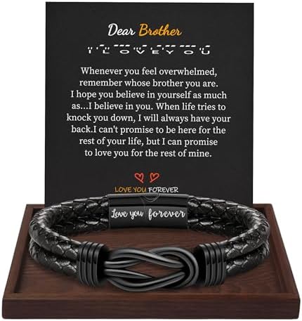 Btysun Gifts for Men, Gifts for Boyfriend Leather Bracelets for Men Stocking Stuffers for Him 2026 I Love You Gift Infinity Cuff Bracelets Birthday Christmas Jewelry for Son Grandson Dad Husband by BTYSUN
