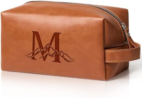 Personalized Gifts Travel Toiletry Bag for Men Engraved Initial by Aganmi
