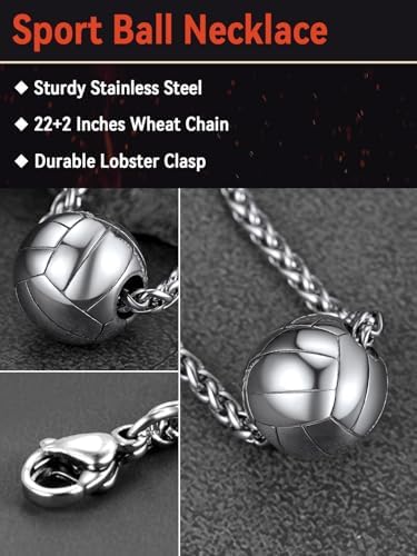 FaithHeart Sports Necklace for Men Women, Stainless Steel Gold Plated 3D Football/Soccer/Basketball/Volleyball Pendant Jewelry with Delicate Gift Packaging - Image 5
