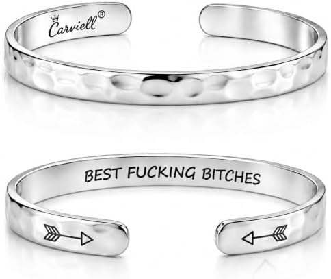Carviell Bracelets for Women – 100+ Meaningful Engraved Messages – Solid 316L Surgical Stainless Steel Cuff Bracelet – Gift Ready by Carviell