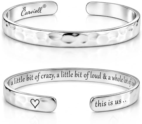 Carviell Bracelets for Women – 100+ Meaningful Engraved Messages – Solid 316L Surgical Stainless Steel Cuff Bracelet – Gift Ready by Carviell