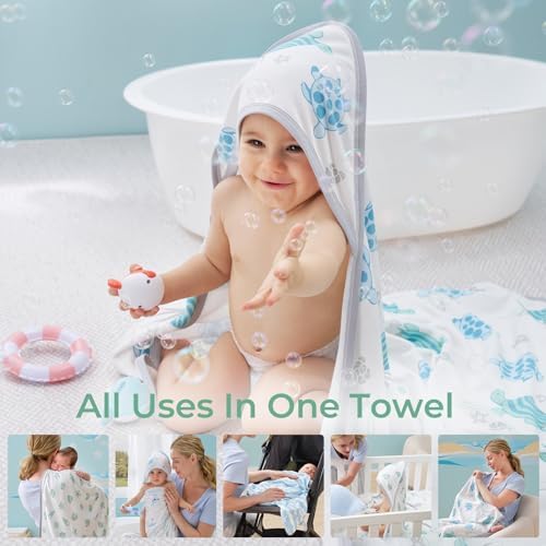 Momcozy Baby Towels, Soft Absorbent Bath Towel for Newborn&Toddler,Turtle - Image 7
