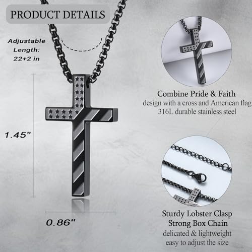 EPIRORA Graduation Gifts Necklace for Him Class of 2026, Stainless Steel Cross Necklace for Boys Men, Inspirational necklaces jewelry Gift for 5th 6th 8th Grade High School College Graduates, 22"+2" - Image 4
