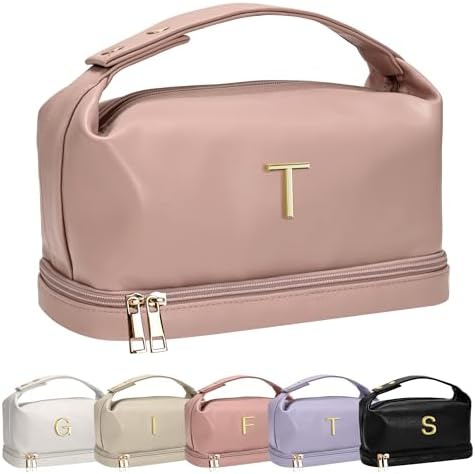 Graduation Gift for Teens-Initial PU Leather Cosmetic Bag Handle by Vogewood
