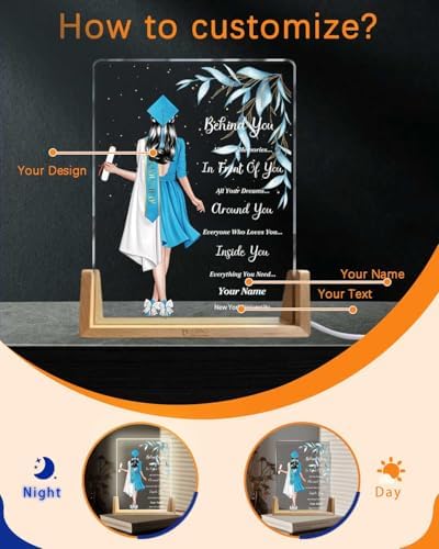Personalized Name Graduation Gifts Custom Night Light LED Table Lamp Portrait Creator for Her 2026 University High School Keepsake(Girl F) - Image 2