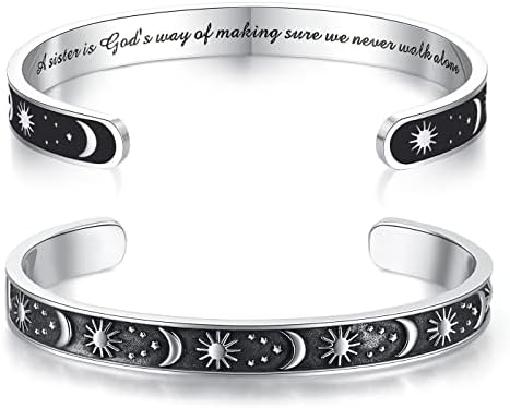 TONY & SANDY Inspirational Bracelets for Women Teen Girls Personalized Gifts for Daughter Granddaughter Mom Sister Friends Stainless Steel Engraved Cuff Birthday Easter Christmas by TONYSANDY