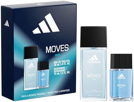 Adidas Moves for Him Giftset,1 fl oz EDT + 2.5 fl oz Body Fragrance, Notes of Green Apple, Cedarwood, Musk, Men's Fragrance, Long Lasting, Sporty Fragrance, Travel Size by adidasfragrance