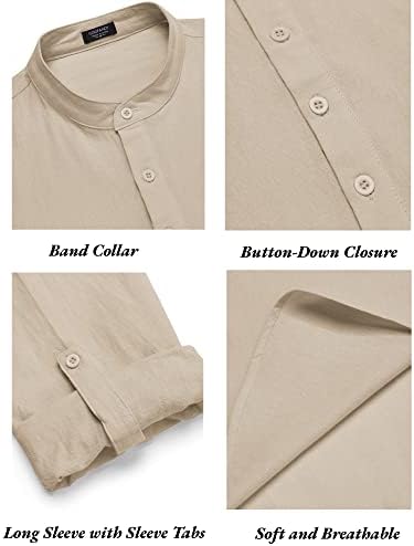 COOFANDY Men’s 2 Piece Cotton Linen Set Casual Beach Outfits Long Sleeve - Image 4
