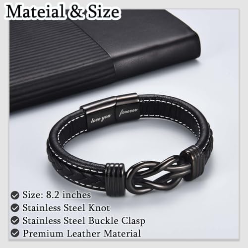 Love You Forever Infinity Leather Bracelet Gifts for Men Him Teen Boys - Image 4