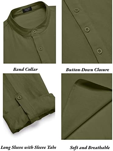 COOFANDY Men’s 2 Piece Cotton Linen Set Casual Beach Outfits Long Sleeve - Image 4