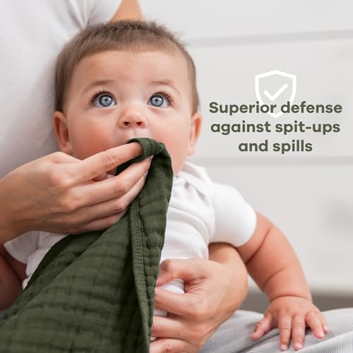 Comfy Cubs Muslin Burp Cloths 20x10" 6 Pack, Baby Burp Cloths - Kelp - Image 4