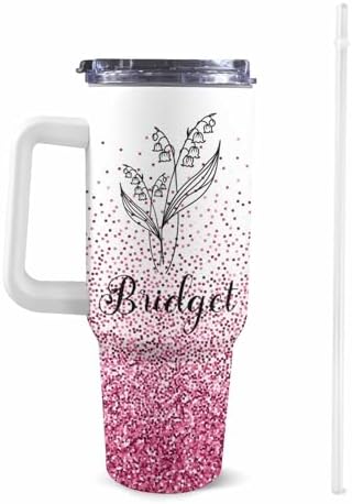 Personalized 40oz Tumbler with Handle and Straw for Women Girls, Custom Birth Flower Insulated Tumbler with Name Customized Travel Coffee Tumblers Personalized Birthday Mothers Day Gifts for Mom Her - Image 2