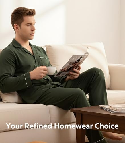 DAVID ARCHY Men's Pajama Set, Premium Combed Cotton Long Sleeve Sleepwear - Image 6