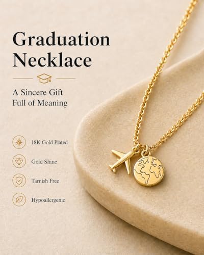 Zealmer Dainty 18K Gold Plated Compass World Map Pendant Necklace Graduation Gift for Friends - Image 4