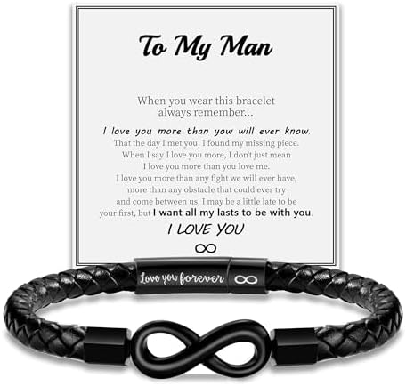Leather Bracelet Gifts for Men, To My Son Bracelet Fathers Day Bracelet Gifts Dad Grandpa Love You Forever Engraved Birthday Valentines Graduation Gift Infinity Knot Jewelry by Sistble