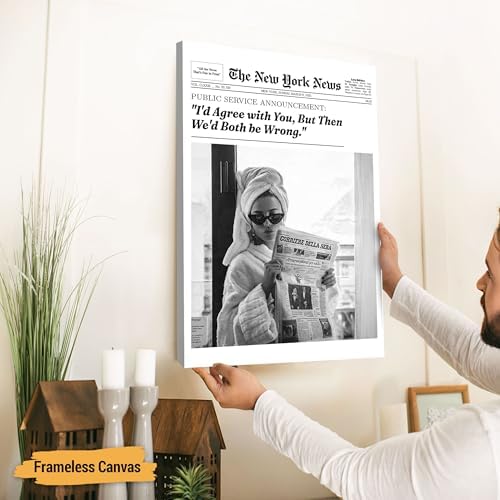 Custom Trendy Newspaper Framed Wall Art With Headline and Photo, Modern Cool Girl Canvas, Magazine Cover Style Poster Print, College Dorm Decor for Bedroom Living Room, Gifts For Friend & Yourself - Image 5