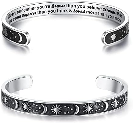 TONY & SANDY Inspirational Bracelets for Women Teen Girls Personalized Gifts for Daughter Granddaughter Mom Sister Friends Stainless Steel Engraved Cuff Birthday Easter Christmas by TONYSANDY