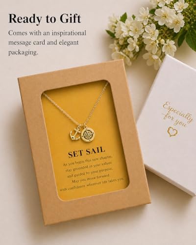Zealmer Dainty 18K Gold Plated Compass World Map Pendant Necklace Graduation Gift for Friends - Image 5