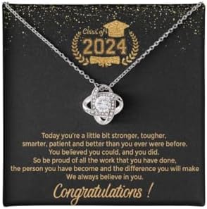 VIRAGIL 2023 Graduation Gifts for Her, Class of 2024 Love Knot Sterling Silver Pendant Necklace Senior College Graduation Jewelry Gifts for Girl Daughter by VIRAGIL