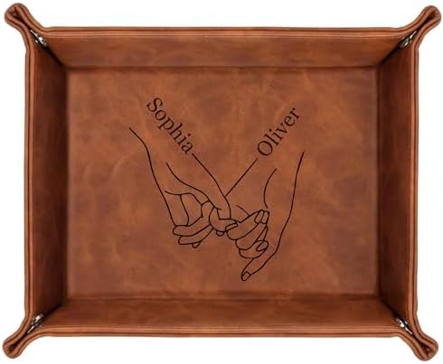 Engraved Leather Tray with Custom Name, Personalized Anniversary Idea for Him and Her, Jewelry Organizer Tray for Dresser, Desk, Nightstand, Office Keepsake Box for Men, Husband - Image 7