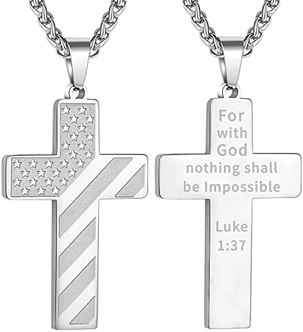 DuoDiner 18+2" Cross Necklace for Men Boys Christian Confirmation Gifts by Duodiner