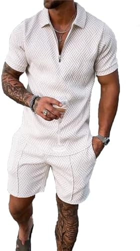 BIRW Men‘s Track Suits 2 Piece Summer Short Sets Outfits Fashion Polo Shirt Casual Short Sleeve and Shorts set by BIRW